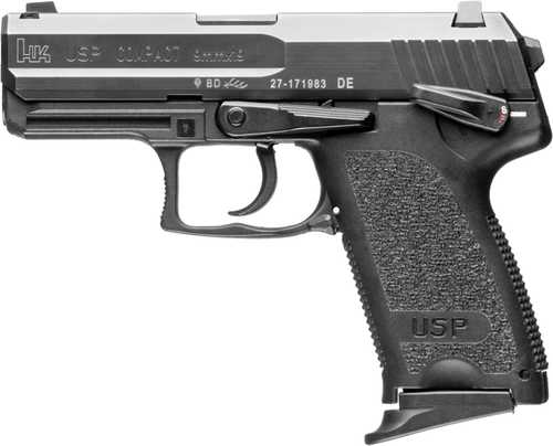 Heckler & Koch USP Compact V1 Single/Double Action Semi-Automatic Pistol 9mm Luger 3.58" Polygonal Rifled Barrel (1)-10Rd Magazine Fixed Sights Black Polymer Finish