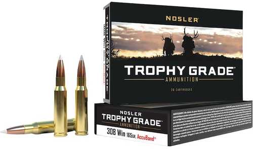 308 Winchester 20 Rounds Ammunition <span style="font-weight:bolder; ">Nosler</span> 165 Grain Ballistic Tip