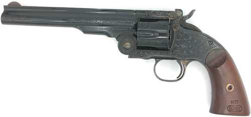 Taylors & Company Top Break Schofield 44-40 Win 6rd 7" Blued Engraved Steel Walnut Grip