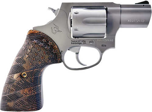 Taurus 856 Small 38 Special 2" 6-Shot Revolver Matte Stainless Barrel & Frame, Polished Cylinder, Star Wood Grip, Transfer-Bar Safety, Exposed Hammer