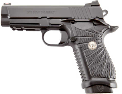 Wilson Combat EXPERIOR Compact Single Action Semi-Automatic Pistol 9mm Luger 4" Barrel (2)-15Rd Magazines Fiber Optic Front Sight Right Hand G10 Aggressive Starburst Grips Black Armor Tuff Finish