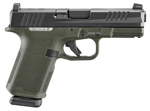 Ruger RXM Compact Frame 9mm Luger 15+1 4" Alloy Steel Black FNC Nitride Barrel & Optic Ready/Serrated Slide, OD Green Polymer Frame w/Accessory Rail, Textured Grip, RMR/RMSc/DeltaPoint Pro Footprint