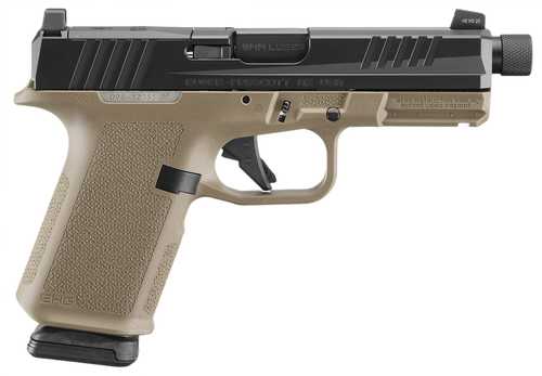 Ruger RXM Ruger 9mm Luger 15+1 4.50" Black FNC Nitride Threaded Barrel & Optic Ready/Serrated Slide, Flat Dark Earth Polymer Frame w/Accessory Rail, Textured Grip, RMSc/RMR/DeltaPoint Pro Footprint