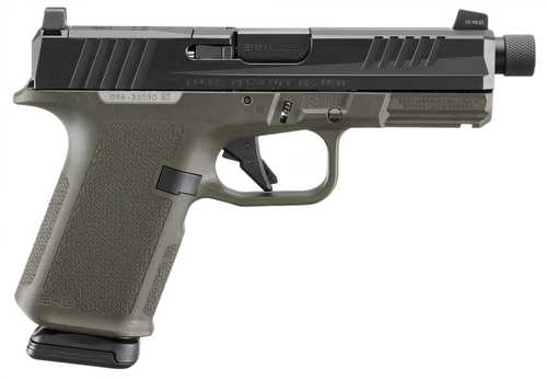 Ruger RXM 9mm Luger 15+1 4.50" Black FNC Nitride Threaded Barrel & Optic Ready/Serrated Slide, OD Green Polymer Frame w/Accessory Rail, Textured Grip, RMSc/RMR/DeltaPoint Pro Footprint