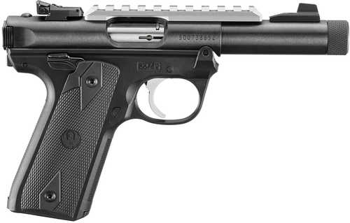 Ruger Mark IV 22/45 22 LR 10+1 4.40" Steel Threaded Bull Barrel, Blued Picatinny Rail Receiver, Blued Polymer Frame, Black Checkered Polymer Grip