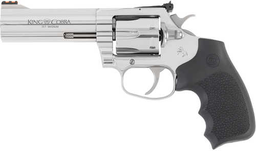 Colt King Cobra Target 357 Mag 6 Shot 4.25" Stainless Steel Barrel, Cylinder & Frame, Black Hogue Overmolded Grip, Exposed Hammer