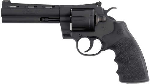 Colt Python 357 Mag/38 Special 6 Shot 5" Matte Blued Vent Rib Carbon Steel Barrel, Cylinder & Frame, Black Rubber Grip, Exposed Hammer