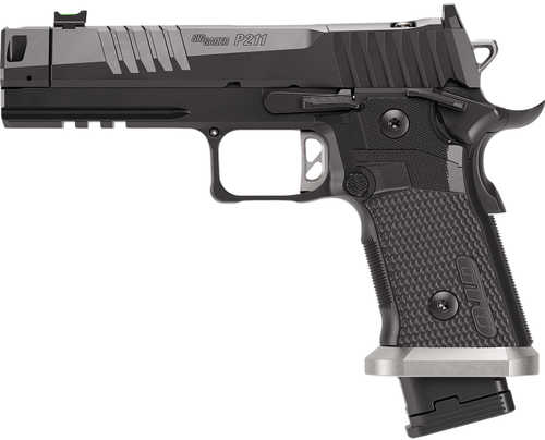 Sig Sauer P211 GTO Full Size 9mm Luger 23+1 4.40" Black Bull Barrel w/MACH3D Compensator, Black Nitron Stainless Steel Optic Ready/Serrated Slide, Black Nitron Stainless Steel Frame w/Picatinny Rail, G10 Grip Panels Grip