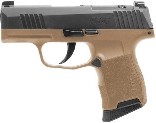 Sig Sauer P365 Micro-Compact 9mm Luger 10+1 3.10" Black Steel Barrel, Black Nitron Stainless Steel Optic Ready/Serrated Slide, Coyote Tan Stainless Steel Frame w/Accessory Rail, Polymer Grip