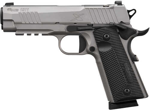 Sig Sauer 1911-X Carry 45 ACP 8+1 4.20" Black DLC Carbon Steel Barrel, Bead Blasted Stainless Steel Optic Ready/Serrated Slide & Frame w/Beavertail & Picatinny Rail, Black G10 Grip, Shield RMSc Footprint