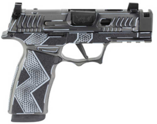 Sig Sauer XMacro Komodo Anime, Striker Fired, Semi-automatic, 9MM, 3.1" Barrel with Compensated Slide, Optic Ready, Komodo Aluminum Grip Module, Cerakote Finish , Black, 17 Rounds, 2 Magazines 300-258-0421-04