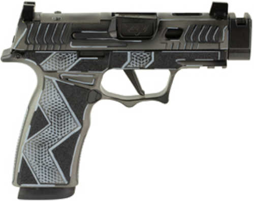 Sig Sauer P365X Komodo Anime, Striker Fired, Semi-automatic, 9MM, 3.1" Zaffiri Threadless Comp Barrel, Optic Ready, Komodo Aluminum Grip Module, Cerakote Finish, Black, 17 Rounds, 2 Magazines 300-252-0408-04