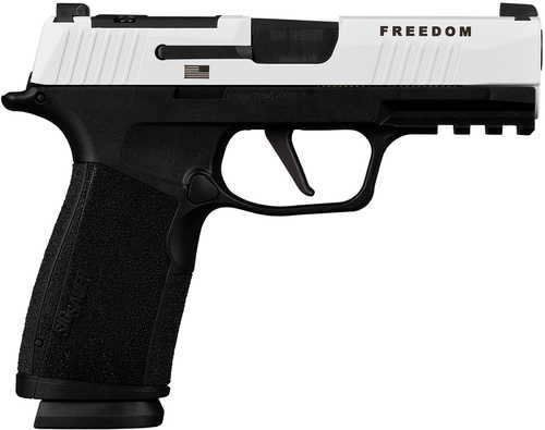 Sig Sauer P365 X-Macro Freedom Series Limited Edition 9mm Luger 17+1 3.70" White Cerakote w/"Freedom" and Flag Engraving Stainless Steel Optic Ready/Serrated Slide, Black Nitron Stainless Steel Frame w/Picatinny Rail, X-Macro Compact Grip