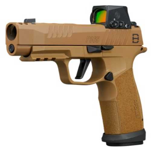 Sig Sauer P365 DH3 w/Optic Compact 9mm Luger 21+1 3.70" Black DLC Barrel, Coyote Cerakote Stainless Steel Lightening Cut/Optic Ready/Serrated Slide & Frame w/Picatinny Rail, Interchangeable Backstrap Grip, Sig ROMEO-X SIG-LOC Red Dot