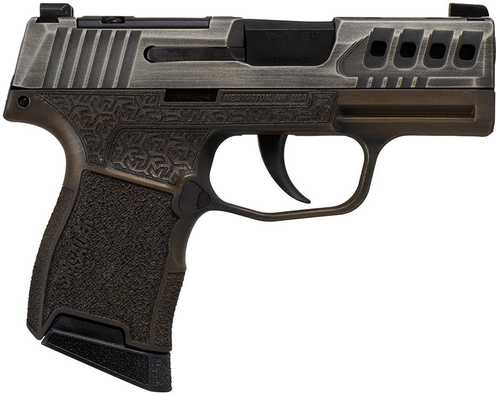 Sig Sauer P365 "Gold Bug" Handgun 9mm Luger 10Rd Magazines(2) 3.1" Black Barrel Tactical Cut Distressed Grey Slide/Brown