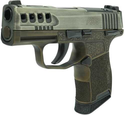 Sig Sauer Distressed Gray Slide/Brown Octagon Grip P365-380 Handgun 380 Auto 10rd Magazine 3.1" Barrel Black Manual Safety