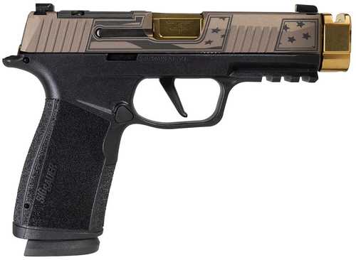 Sig Sauer P365 XMACRO TACOPS "Trump 47th" Slide Handgun 9mm Luger 17rd Magazines(4) 3.7" Gold Barrel/Compensator