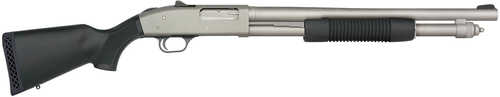 Mossberg 590A1 Pro Compact 12 Gauge Pump 6+1 18.50" Silver Marinecote Heavy Walled Barrel, Silver Marinecote Steel Drilled & Tapped Receiver, Adj LOP Black Synthetic Stock, Ambidextrous