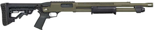 Mossberg 590R 12 Gauge Pump 3" 6+1 18.50" OD Green Cerakote Heat Shield Barrel, OD Green Cerakote Steel Receiver, Black AR Mil-Spec Adjustable Synthetic Stock, Black Magpul Grip