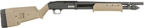 Mossberg 590S Compact 12 Gauge Pump 3" 9+1 18.50" Black Barrel, Black Drilled & Tapped Receiver, Adj LOP Flat Dark Earth Synthetic Stock