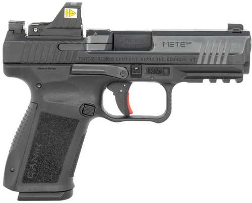 Canik Mete SF One Series w/Optic 9mm Luger 15+1 4.19" Black Barrel, Black Nitride Steel Serrated w/Optic Slide, Black Polymer Frame w/Beavertail & Picatinny Rail, Interchangeable Backstrap Grip