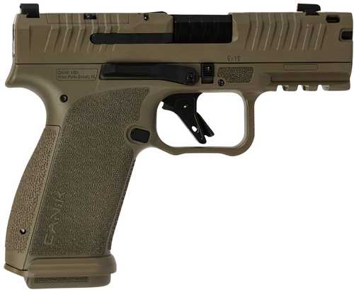 Canik Mete MC9 Prime 9mm Luger 17+1 3.64" Black Compensated Barrel, Flat Dark Earth Cerakote Steel Optic Ready/Serrated Slide, FDE Polymer Frame w/Picatinny Rail, Textured Grip