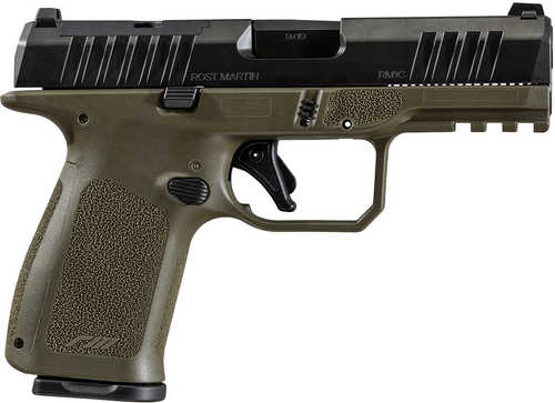 Rost Martin RM1C *CA Compliant Compact 9mm Luger 10+1 4" Black Match Grade Barrel, Black Nitron Steel Serrated w/Optic Slide, OD Green Polymer Frame w/Picatinny Rail, Interchangeable Backstraps Grip