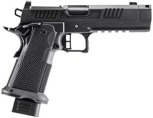 Alpha Foxtrot AF1911 Romulus Compact Frame 9mm Luger 20+1 4.25" Black Bull Ramped Compensated Barrel, Black DLC Stainless Steel Optic Ready/Serrated Slide & Frame w/Beavertail & Picatinny Rail, Polymer Grip, RMR/RMSc Footprint