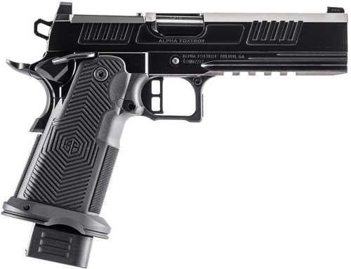 Alpha Foxtrot AF1911 Romulus Full Size 9mm Luger 20+1 5" Black Bull Ramped Barrel, Polished DLC Stainless Steel Optic Ready/Serrated Slide, Polished DLC Stainless Steel Frame w/Beavertail & Picatinny Rail, Polymer Grip, RMSc Footprint