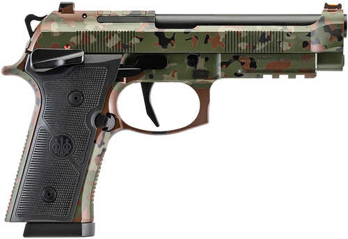 Beretta USA 92XI Full Size Frame 9mm Luger 10+1 4.70" Black Steel Barrel, Flecktarn Camo Cerakote Stainless Steel Optic Ready/Serrated Slide & Frame w/Beavertail & Picatinny Rail, Black Textured Grip, Ambidextrous