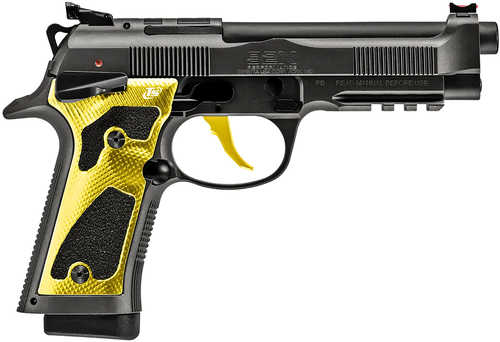 Beretta USA 92X PCO Full Size Frame Solar Flare 9mm Luger 18+1 4.90" Black Barrel, Graphite Gray Tinitec Steel Optic Ready/Serrated Slide & Frame w/Beavertail & Picatinny Rail, Black/Yellow Textured Grip