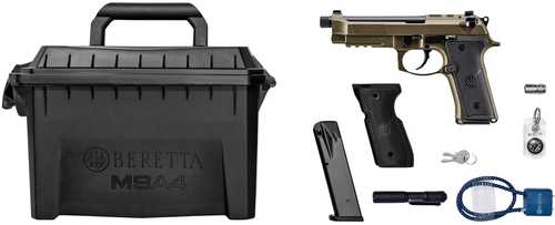 Beretta USA M9A4 Overlanding Full Size Frame 9mm Luger 10+1 5.10" Black Threaded Barrel, Nomad Bronze Cerakote Steel Optic Ready/Serrated Slide, Nomad Bronze Cerakote Aluminum Frame w/Beavertail & Picatinny Rail, Ambidextrous