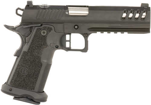 Bersa M2XI 9mm Luger 22+1 5" Match Grade Bull Barrel, QPQ Tenifer Cerakote Lightening Cut/Optic Cut/Serrated Steel Slide & Frame w/Beavertail & Picatinny Rail, Black Polymer Grip