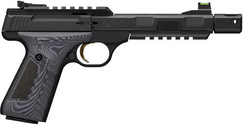 Browning Buck Mark Contour Pro 22 LR 10+1 4.40" Black Threaded w/Compensator Barrel, Matte Black Picatinny Rail Receiver, Matte Black Aluminum Frame w/Picatinny Rail, Black/Gray G10 Grip