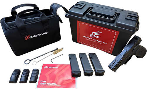 Derya Firearms DY9 Island Kit 9mm Luger 15+1 3.86" Black Melonite Steel Barrel, Black Melonite Steel Optics Ready/Serrated Slide, Black Melonite Polymer Frame, RMR Footprint