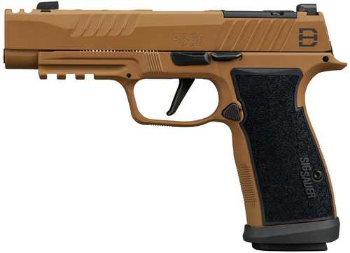 Sig Sauer P365 DH3 AXG Compact 9mm Luger 21+1 3.70" Black DLC Barrel, Coyote Cerakote Stainless Steel Lightening Cut/Optic Ready/Serrated Slide, Coyote Cerakote AXG Grip Module, SIG-LOC Compact Footprint