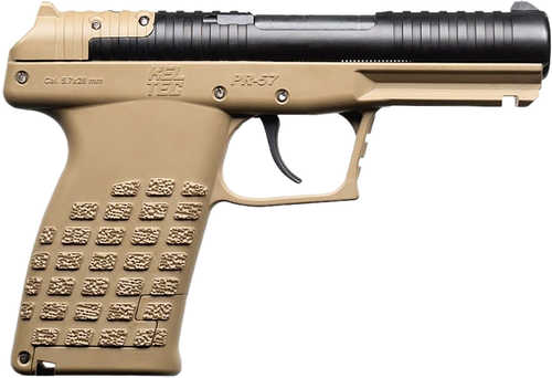Kel-Tec PR57 Compact Frame 5.7x28mm 20+1 4" Black Steel Barrel, Tan Optic Ready/Serrated Slide, Tan Textured Grip
