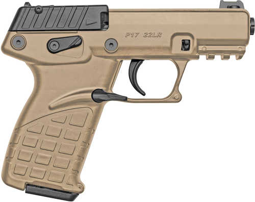 Kel-Tec P17 Compact Frame 22 LR 16+1 3.80" Black Steel Threaded Barrel, Tan Serrated Slide, Tan w/Black Controls Polymer Frame w/Picatinny Rail, Textured Grip, Ambidextrous