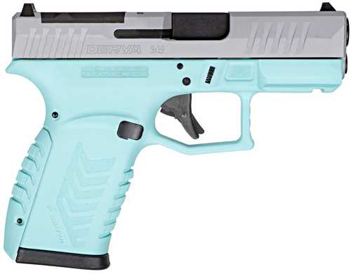 Derya Firearms DY9Z Micro Compact 9mm Luger 15+1 3.50" Black Barrel, Silver Alloy Steel Optic Ready/Serrated Slide, Blue Polymer Frame w/Accessory Rail, Interchangeable Backstrap Grip, RMSc Footprint