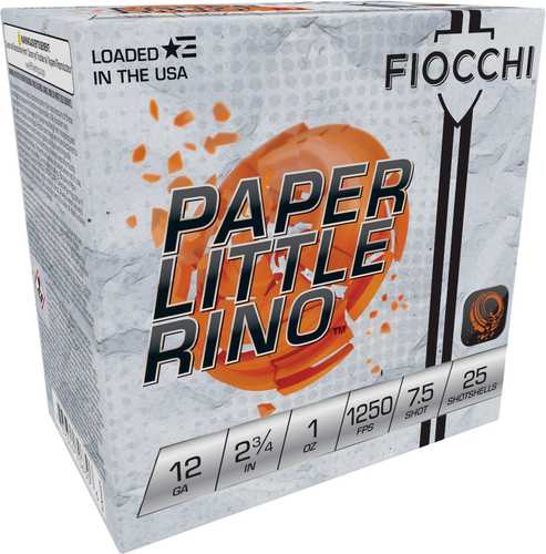 Fiocchi 12FPTX75 Paper Little Rino Extrema 12Gauge 2.75" 1oz 7.5Shot 25 Per Box