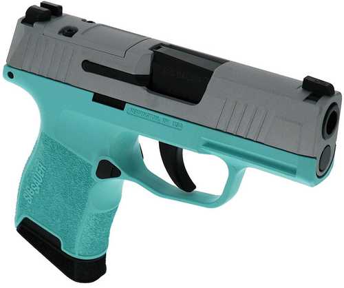 Sig Sauer "Silver Slide/Robin's Egg Blue Frame" P365 Optic Ready Handgun 9mm Luger 10rd Magazines(2) 3.1" Barrel X-RAY 3 Sights