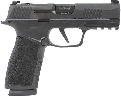 Sig Sauer P365 XMacro Compact Frame 9mm Luger 17+1, 3.70" Black Carbon Steel Barrel, Black Nitron Optic Ready/Serrated Stainless Steel Slide, Black Polymer Frame w/Beavertail & Picatinny Rail, Black w/Interchangeable Backstrap Grip, No Safety
