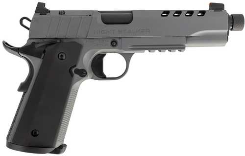 Tisas Arms 1911 Night Stalker SF 45 ACP 8+1 5.11" Black Threaded Barrel, Gray Cerakote Carbon Steel Lightening Cut/Serrated Slide, Gray Cerakote Carbon Steel Frame w/Beavertail & Picatinny Rail, Aluminum Grip
