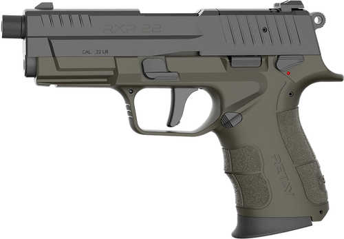 Retay USA RXP 22 LR 10+1 4" Threaded Barrel, Black Cerakote Optic Ready/Serrated Slide, OD Green Cerakote Polymer Frame w/Accessory Rail, RMR/RMSc Footprint