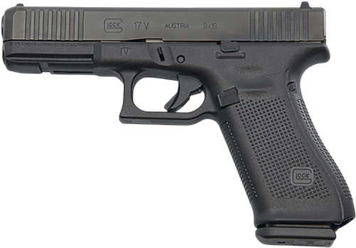 Glock G17 V Standard Frame 9mm Luger 10+1 4.49" Black GMB Barrel, Black nDLC Steel Serrated Slide, Black Polymer Frame w/Accessory Rail, Textured Polymer Grip, Ambidextrous