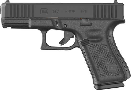 Glock G19 V Compact 9mm Luger 15+1 4.02" Black Barrel & Steel Serrated Slide, Black Polymer Frame w/Accessory Rail, Interchangeable Backstrap
