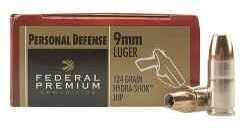 Federal Cartridge Premium Pistol Ammunition 9mm Luger 124 Grains JHP 20bx P9HS1