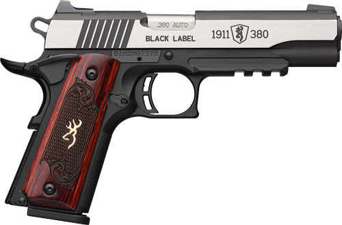 Browning Black Label Med Pro 1911 Compact Semi-Auto Pistol .380ACP 3.58" Barrel W/Rail (2)-8Rd Mags Capacity Synthetic Stock Black/Stainless Steel Aluminum Finish