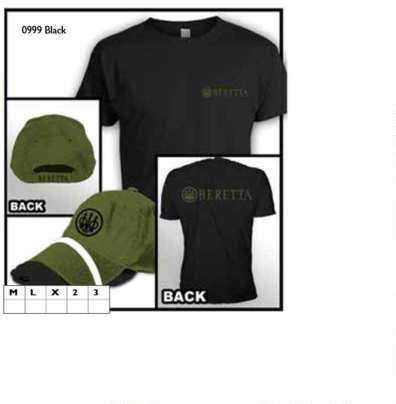 Beretta Hat & T-Shirt Roll Up Combo Black/Green, Large