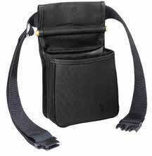 Bob Allen Divided Shell Pouch with Belt Black - Twin compartments hold one box of shells each - Heavy-duty adj 18000